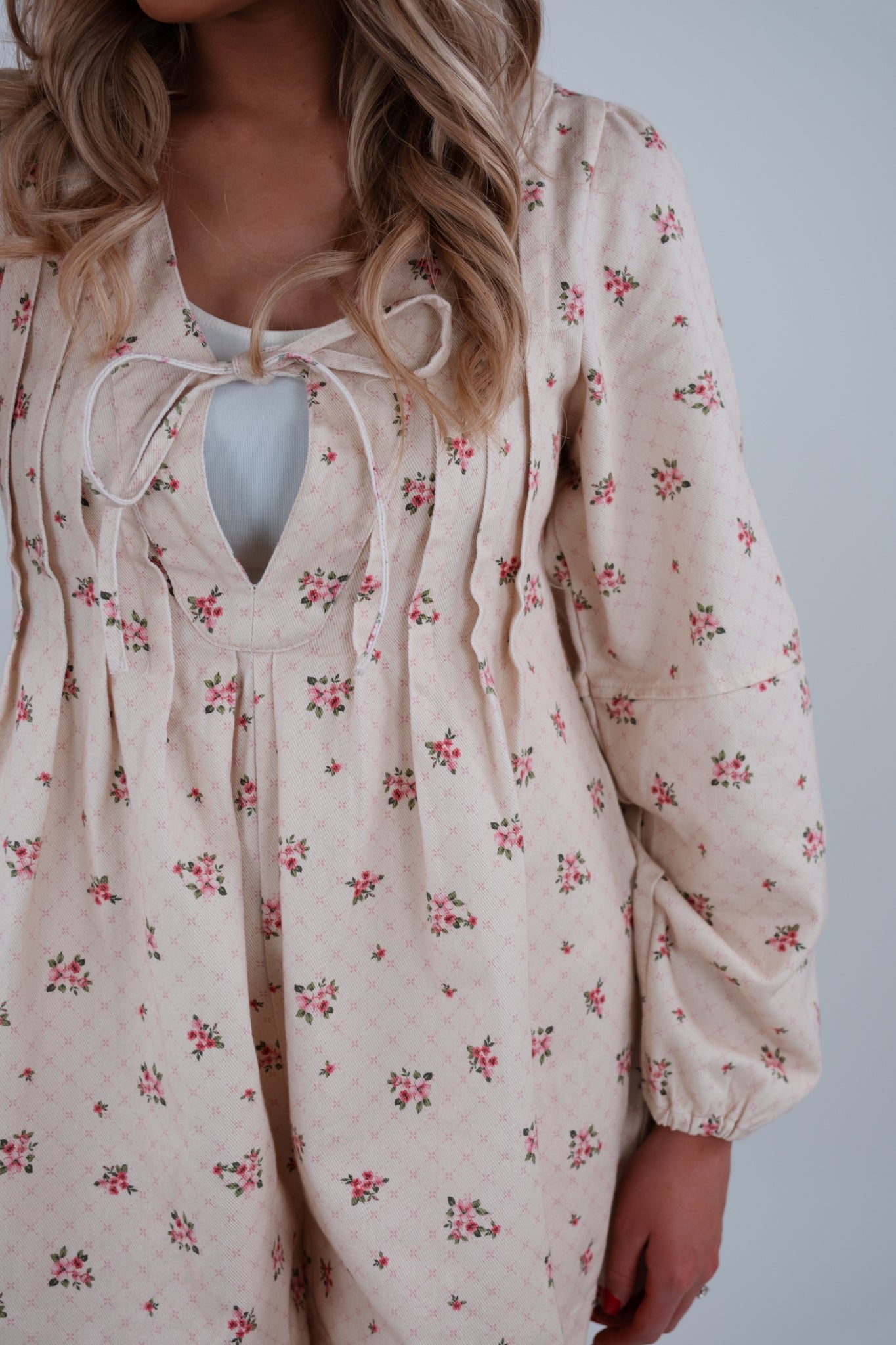 Western Bloom Denim Romper