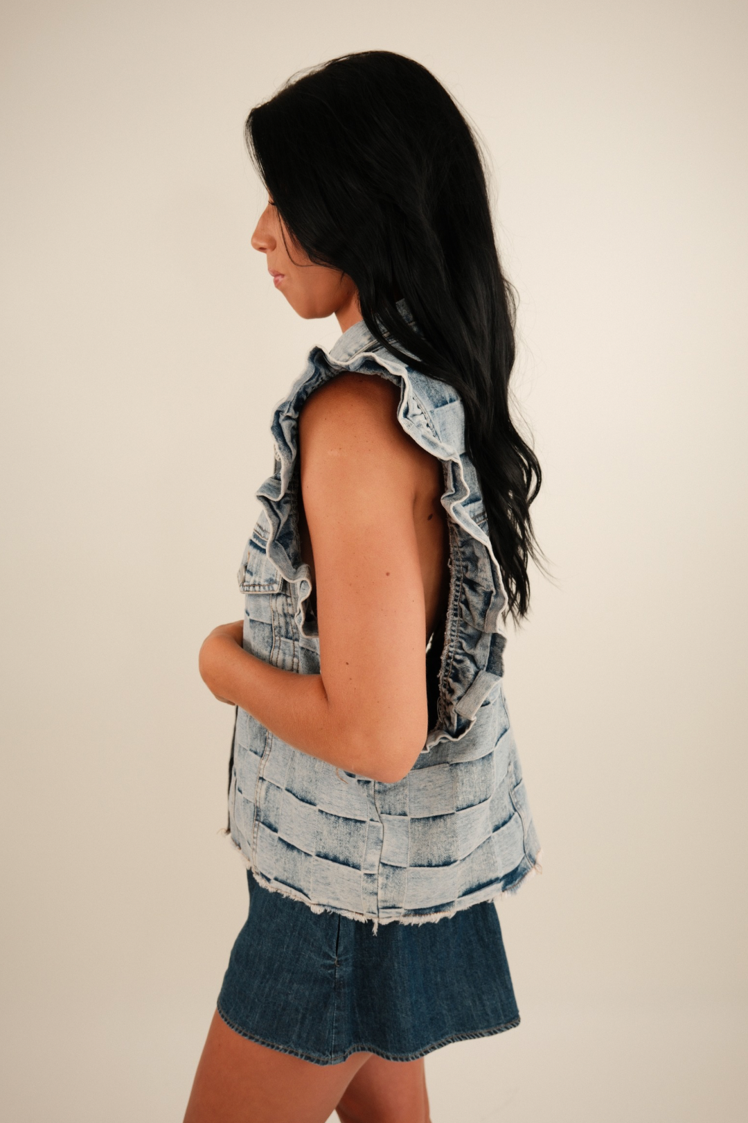 Ranch Ruffle Checkered Vest