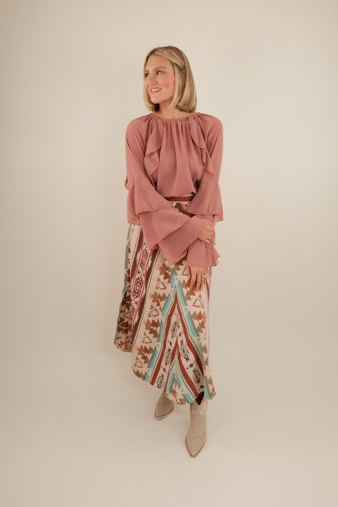 Dusty Rose Ruffle Blouse