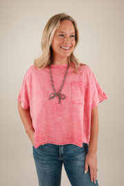 Everyday Edgy Pocket Tee - Fuchsia
