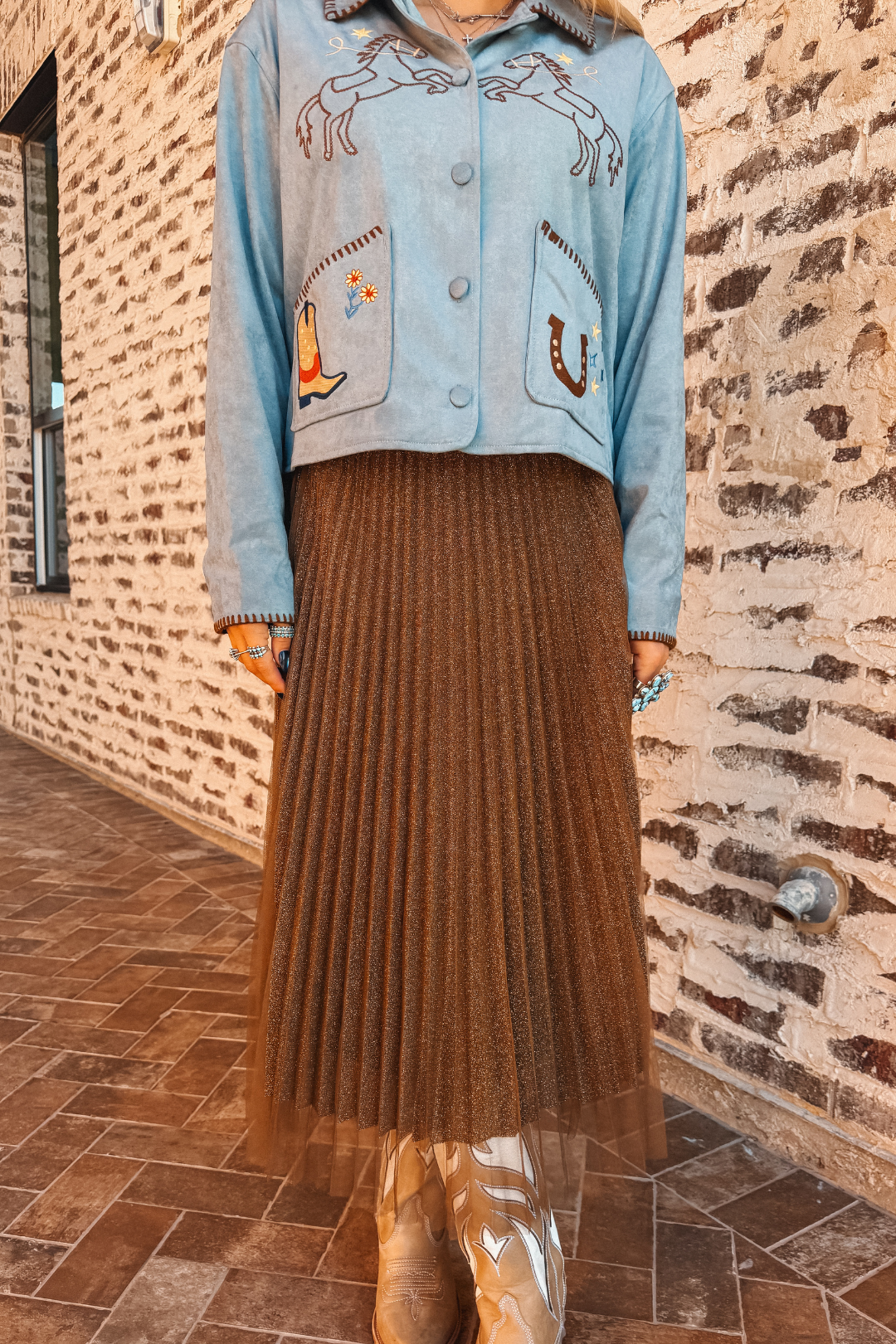 Golden Dust Pleated Skirt