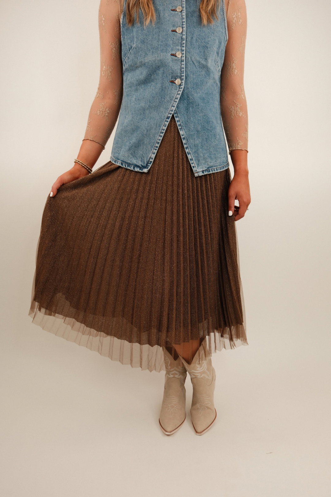 Golden Dust Pleated Skirt