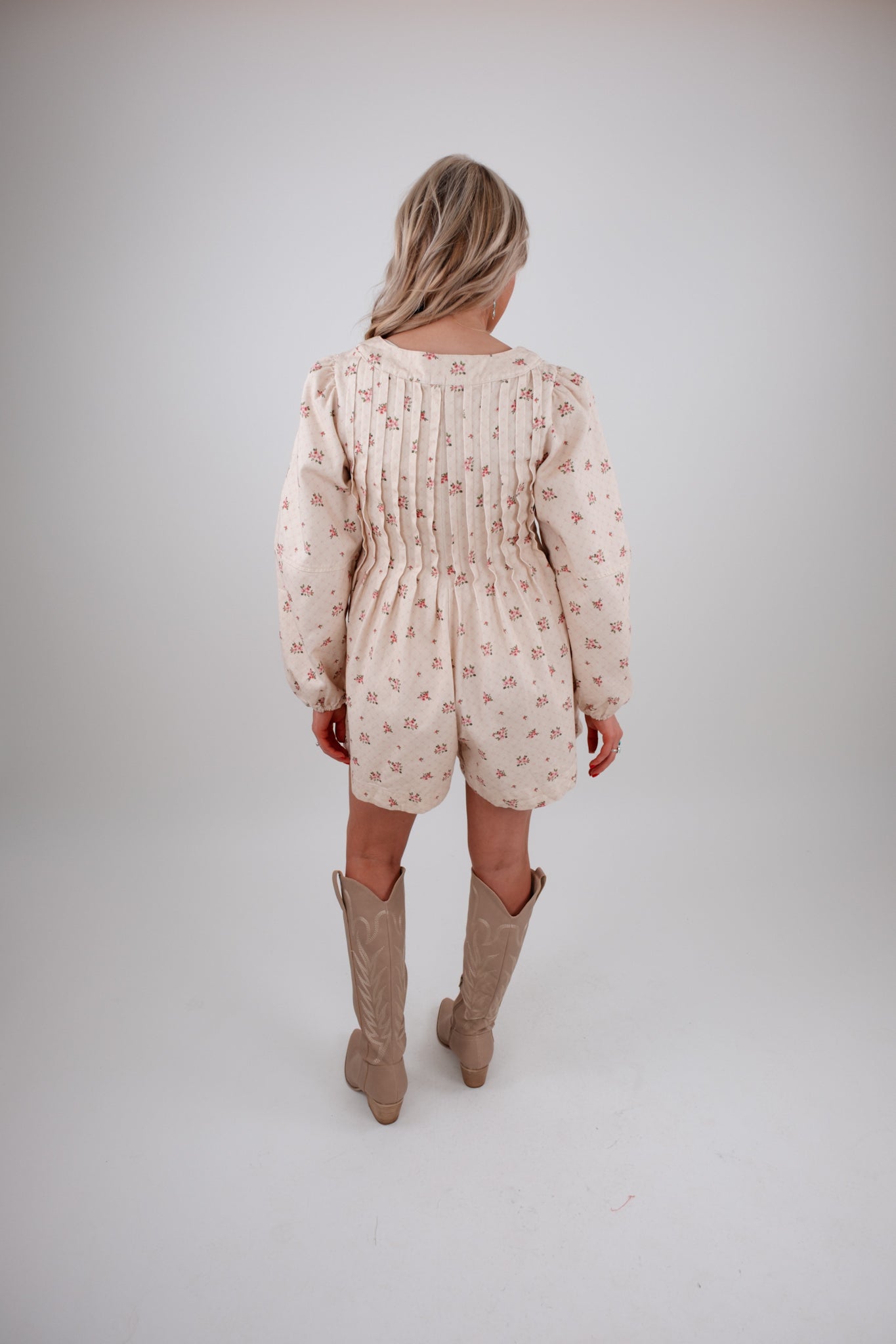 Western Bloom Denim Romper