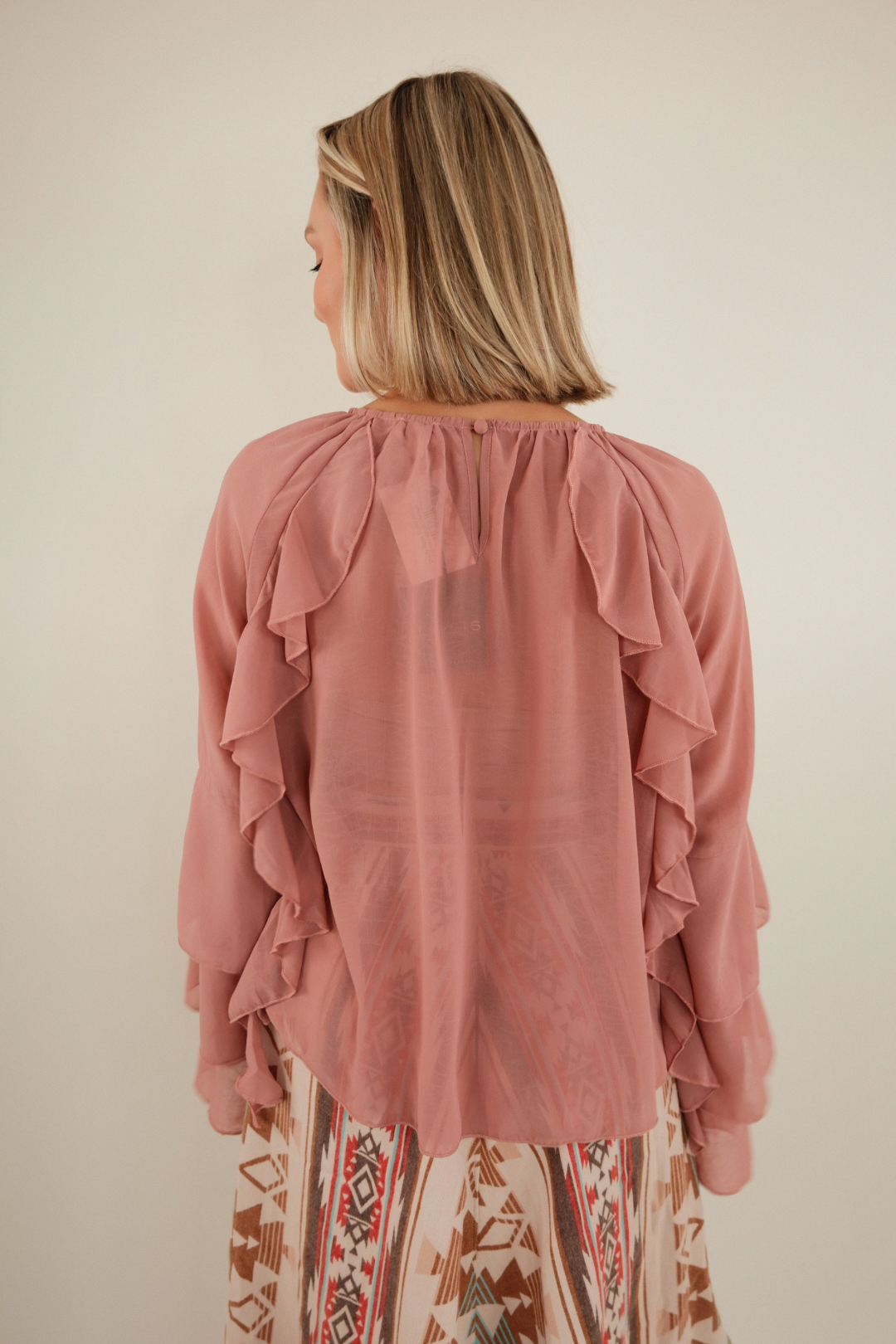 Dusty Rose Ruffle Blouse