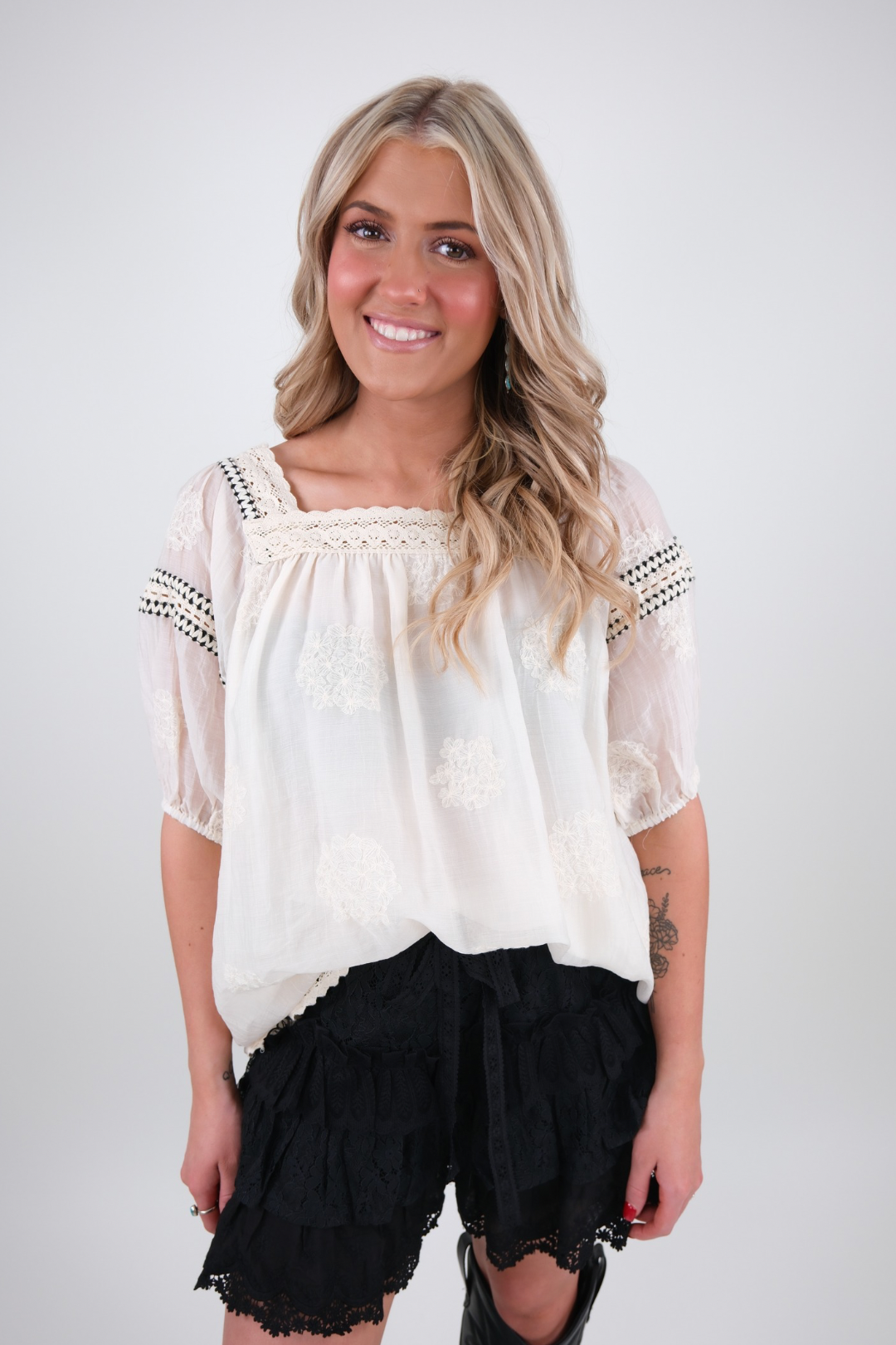 Embroidered Lace Prairie Top
