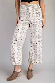 Western Sketch Printed Pants