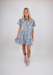 Rosette Ridge Denim Dress