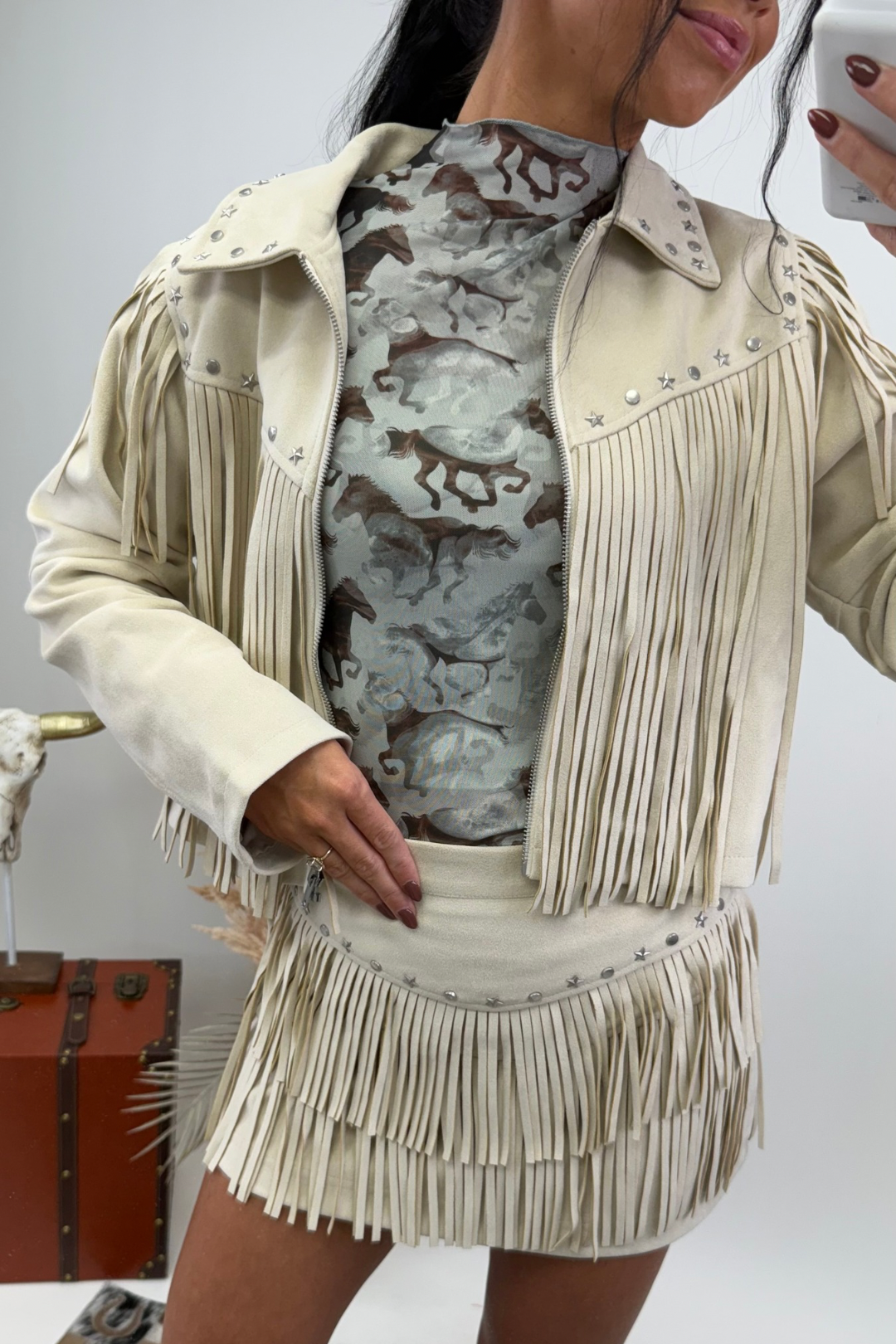 Lone Star Fringe Mini Skirt