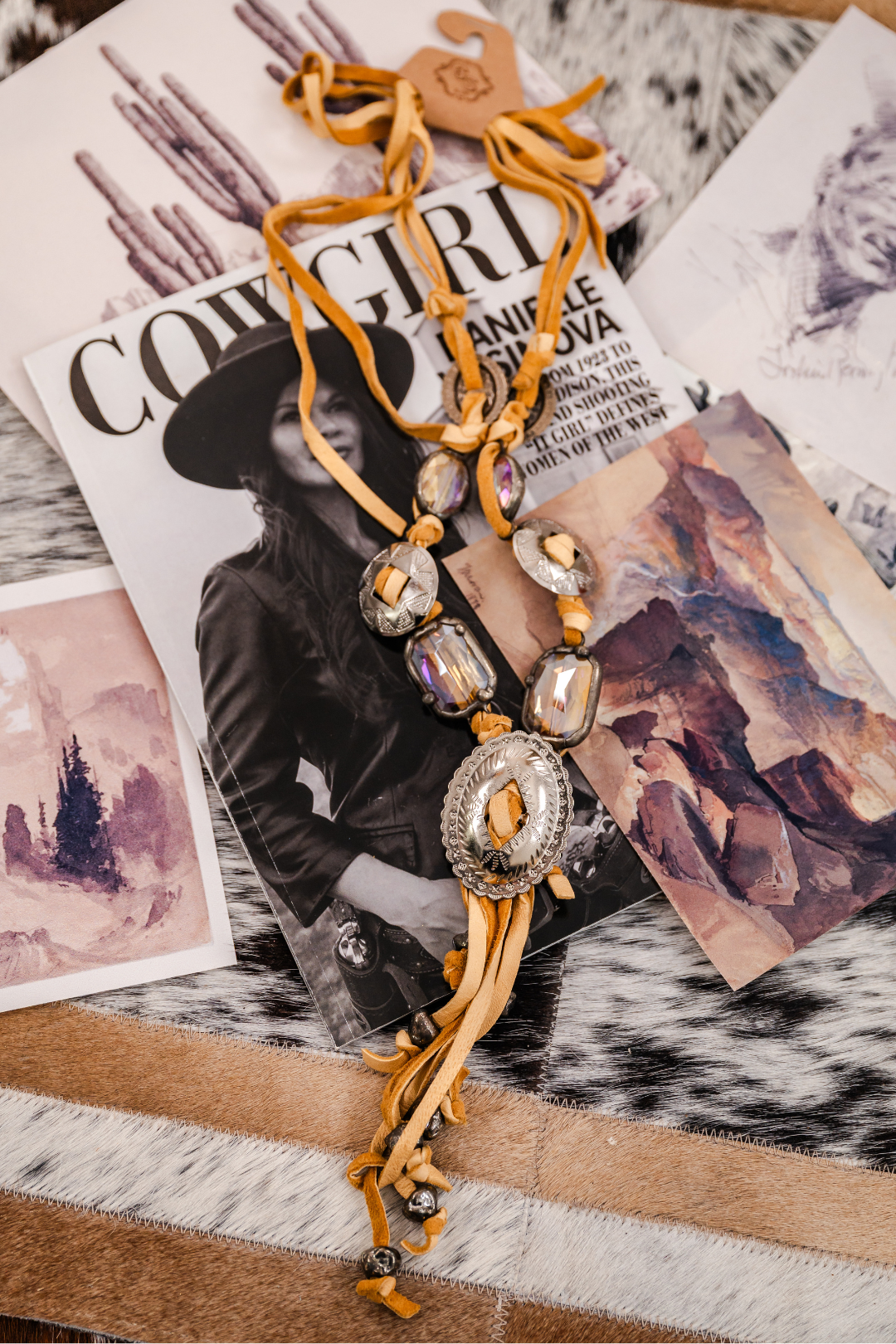 Desert Concho Leather Necklace