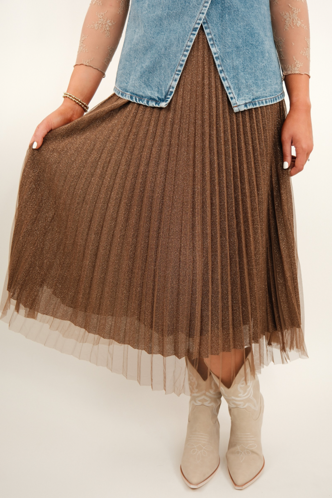 Golden Dust Pleated Skirt
