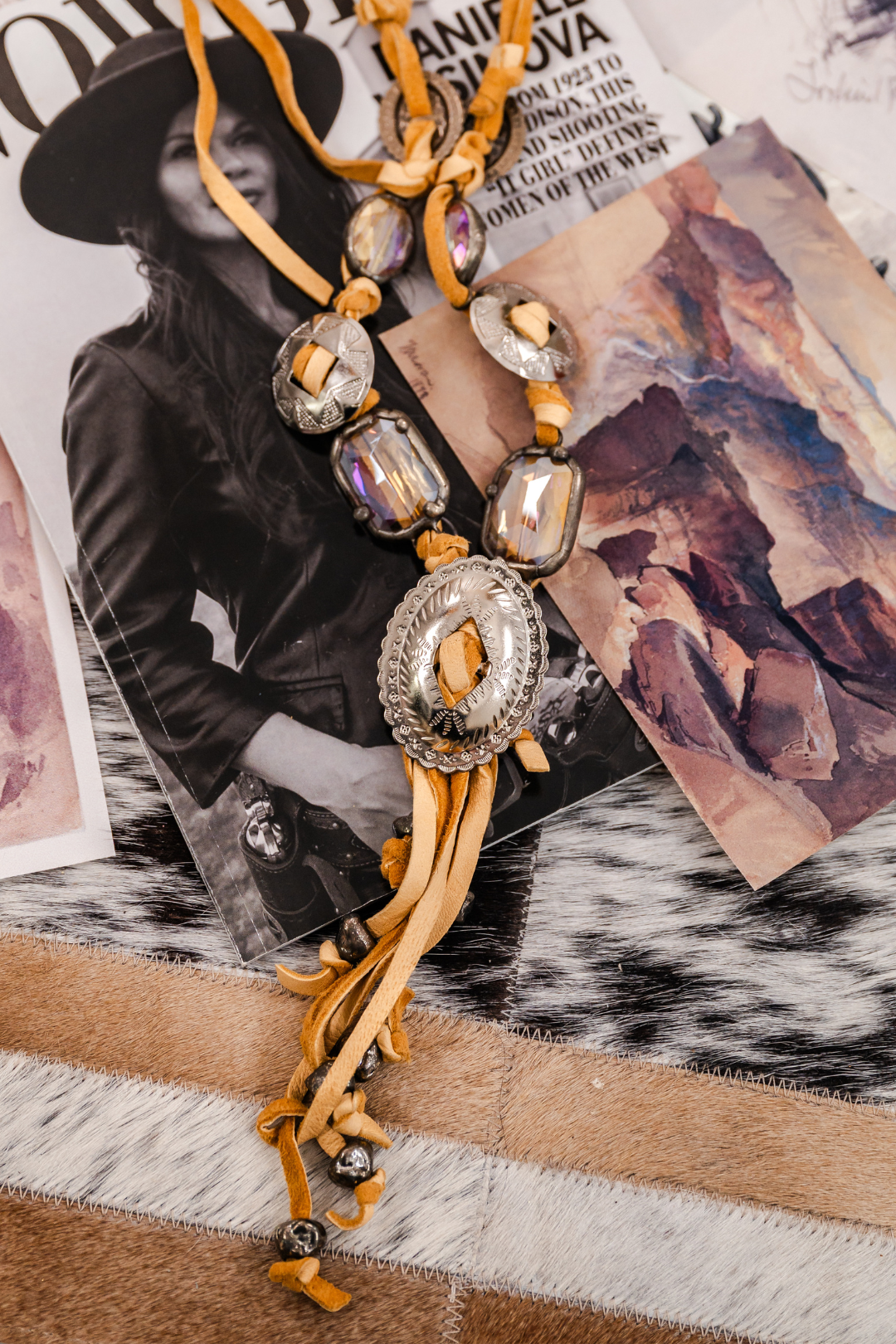 Desert Concho Leather Necklace