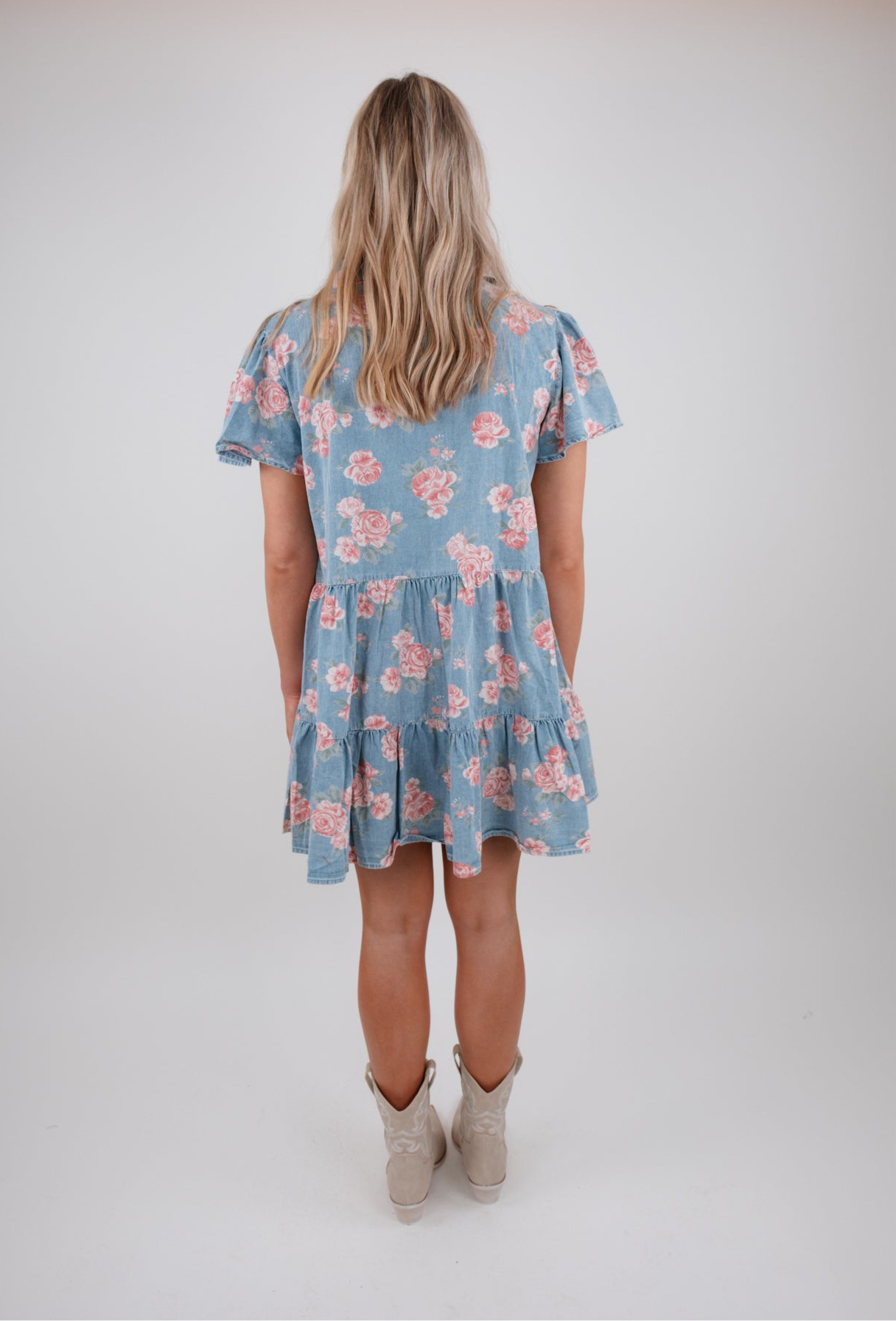 Rosette Ridge Denim Dress