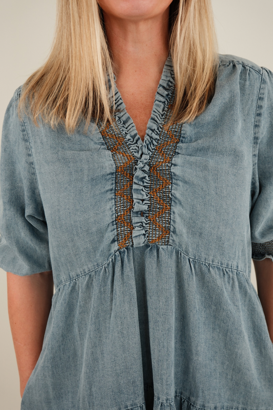 Prairie Skies Denim Mini Dress