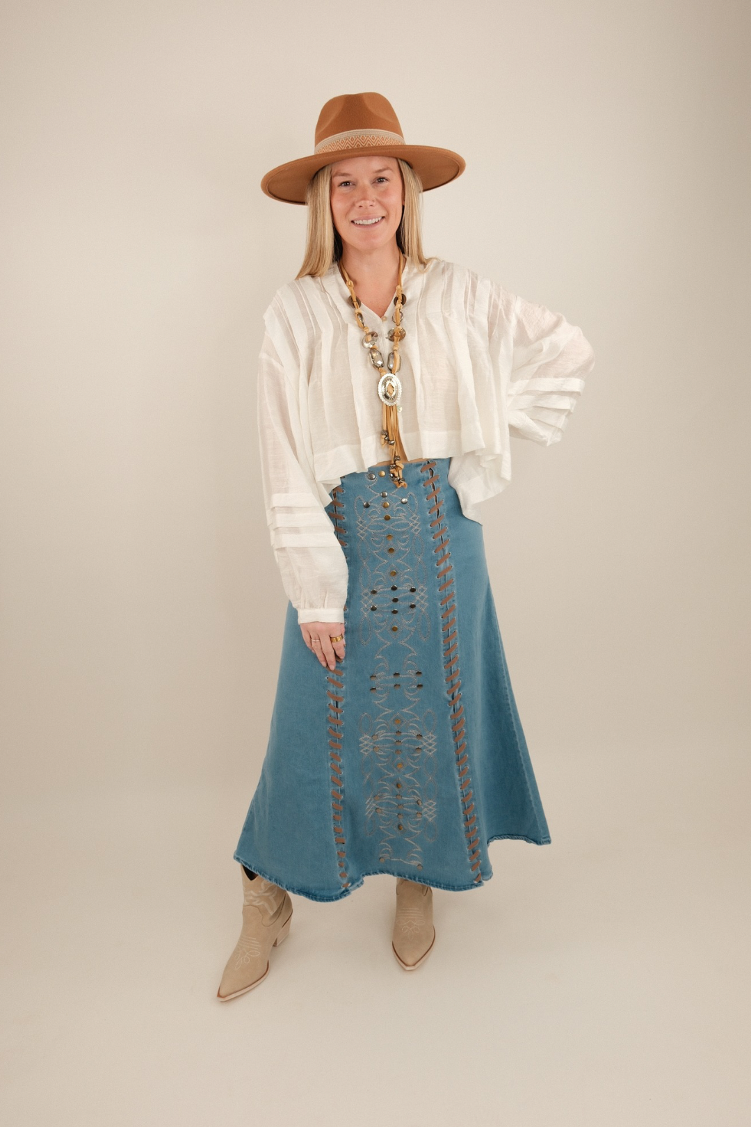 Old West Artisan Denim Skirt – Cowgirl Society & Co