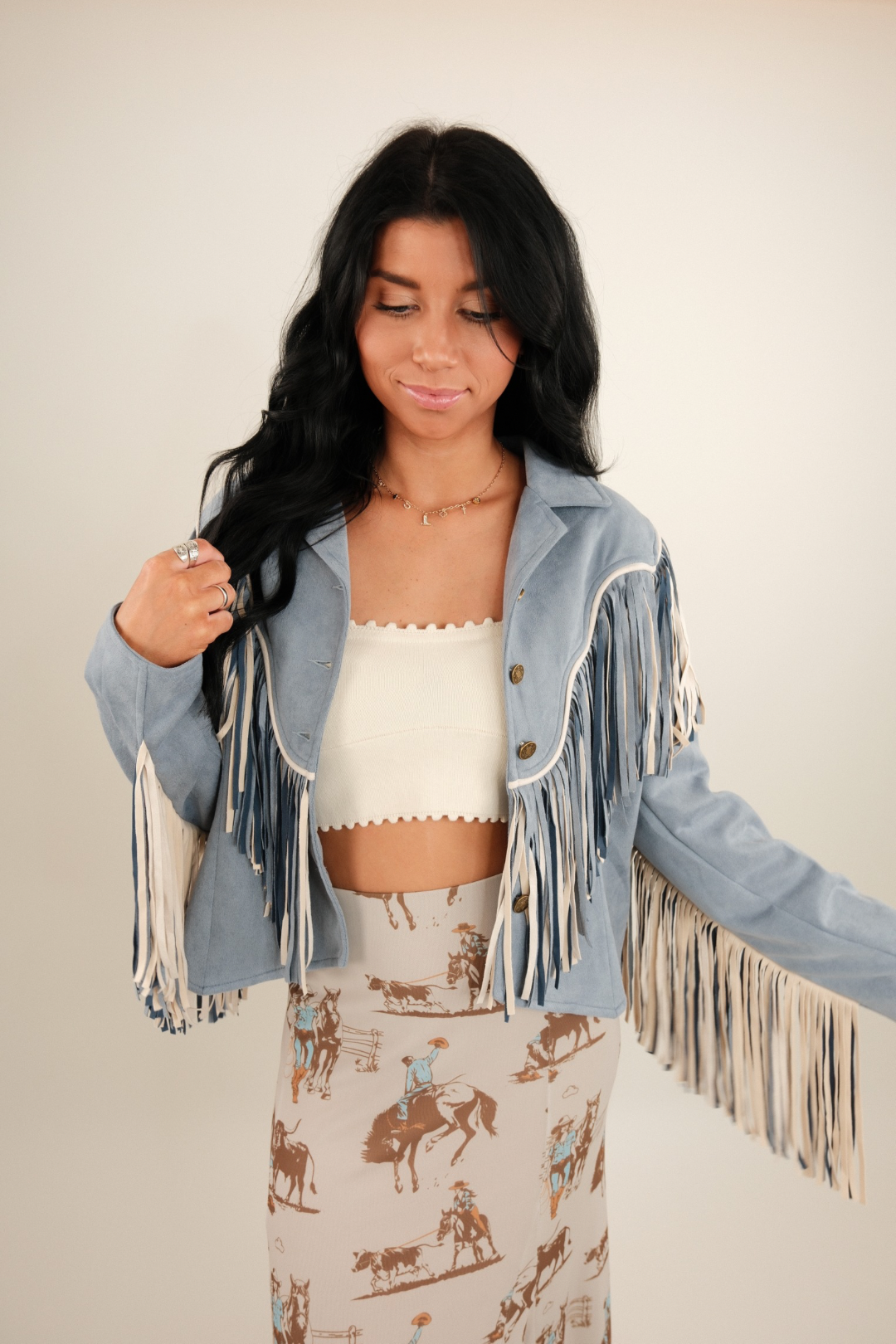 Bluebonnet Fringe Suede Jacket