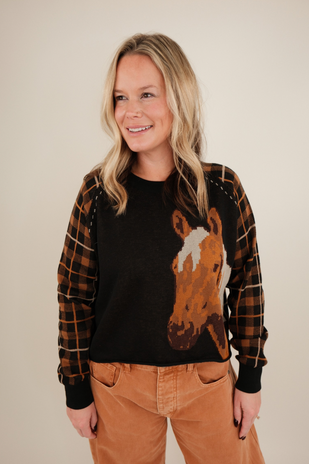 Plaid & Pony Knit Sweater