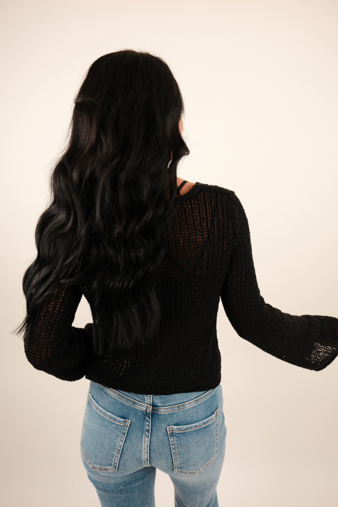 Sundown Crochet Cropped Sweater - Black