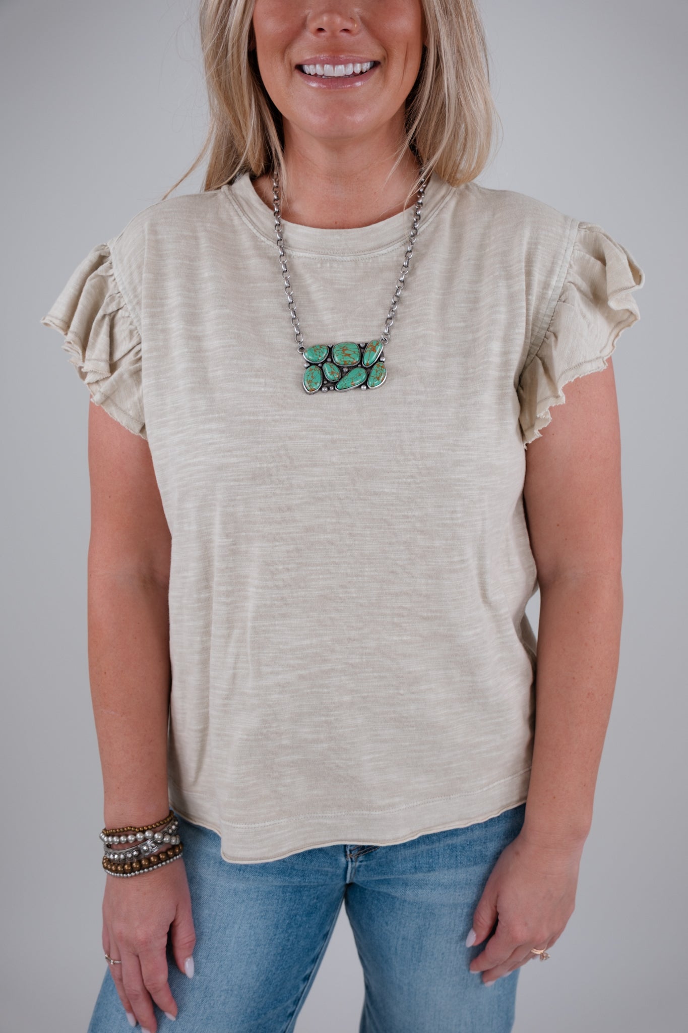 Everyday Ruffle Tee - Taupe