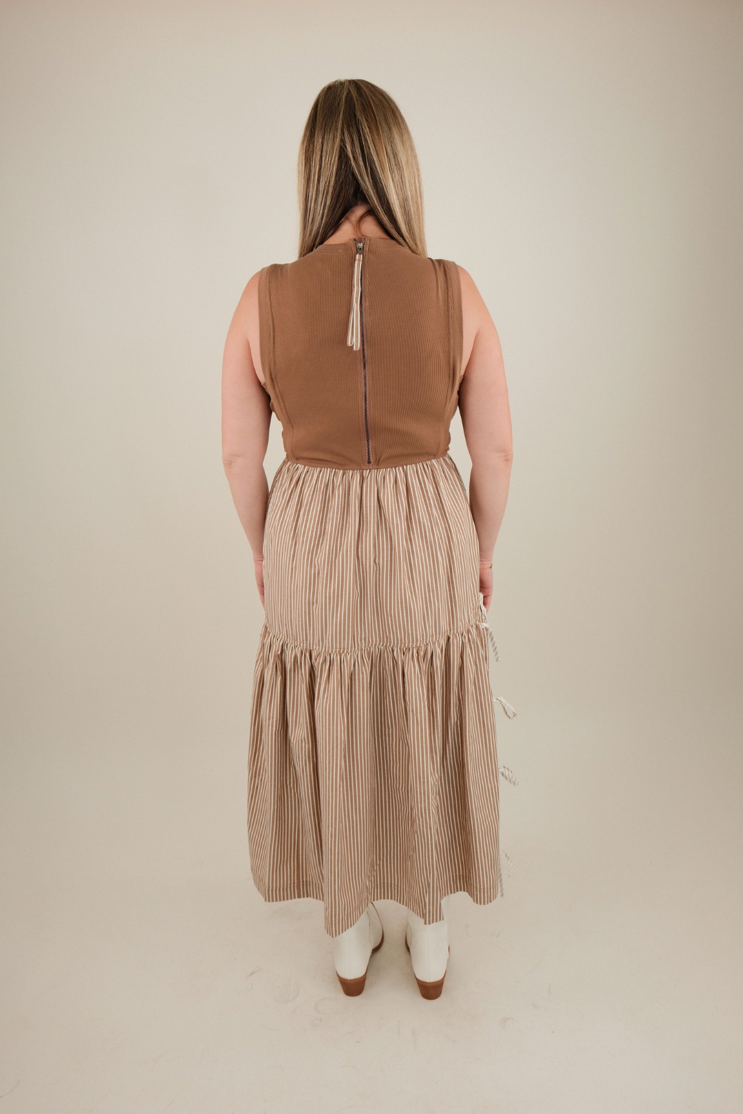 Cocoa Stripe Midi Dress