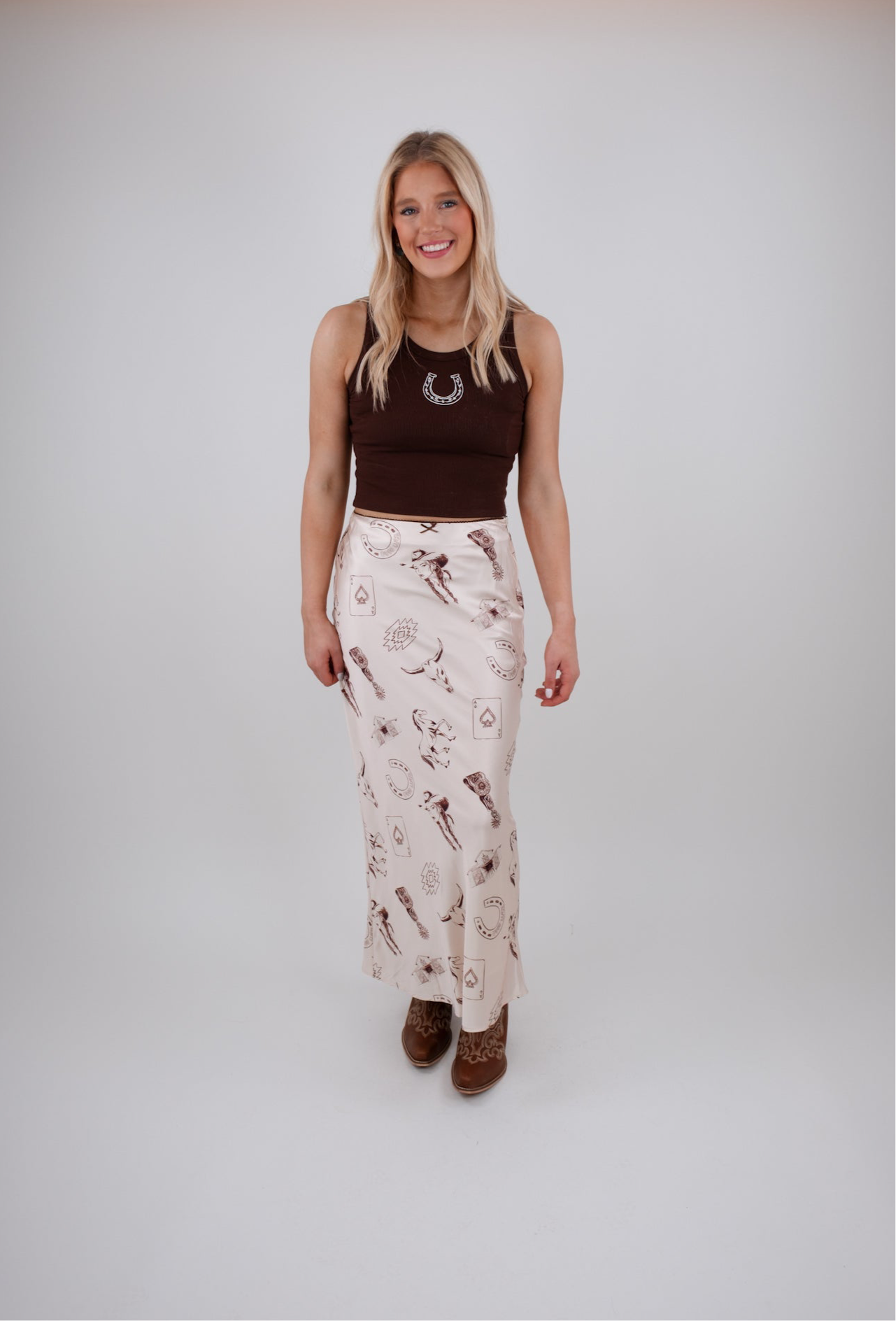 Desert Rose Western Midi Skirt