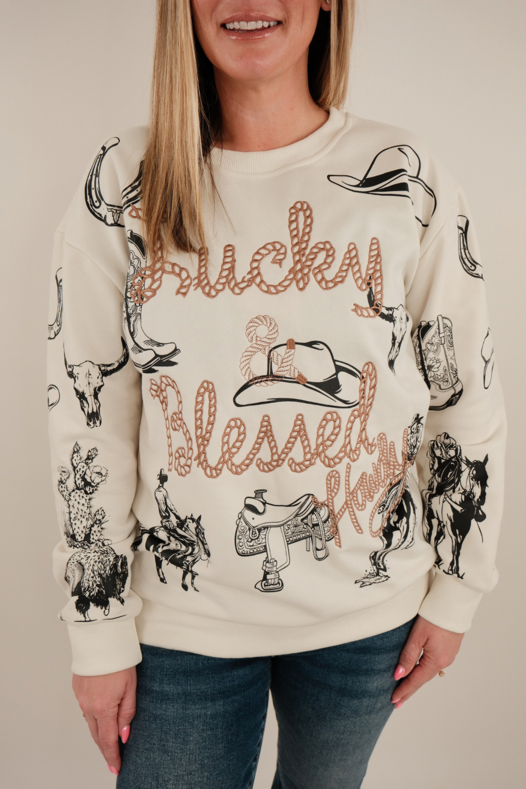 Lucky & Blessed Rodeo Graphic Pullover