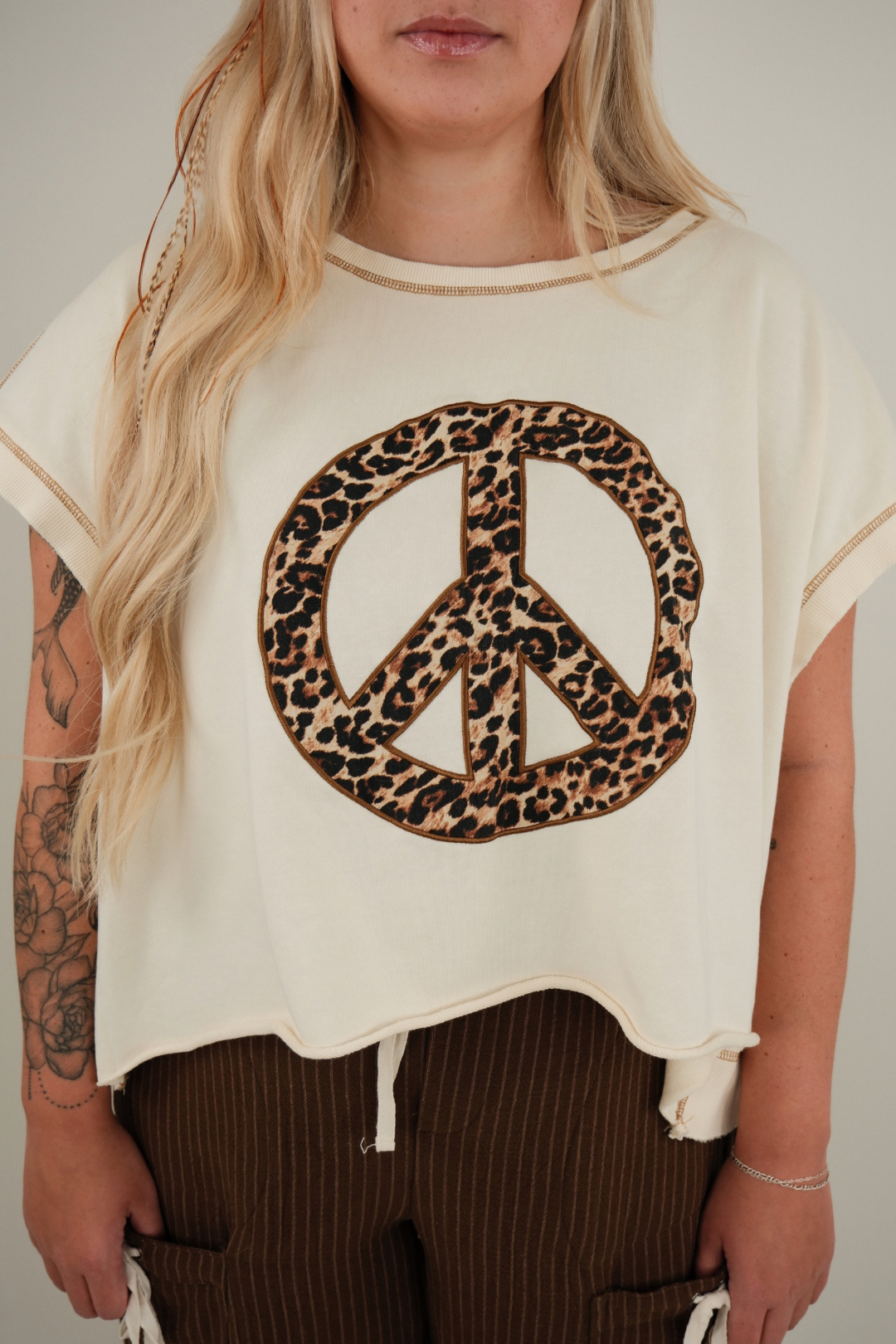 Wild & Free Cheetah Peace Cropped Top