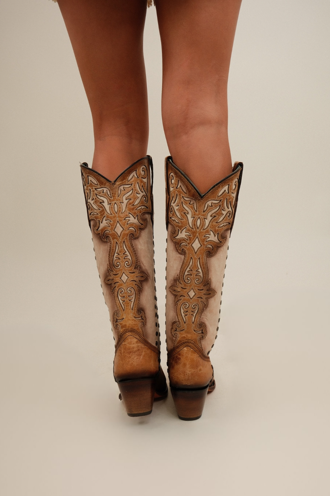 Corral Honey & Bone Studded Boot