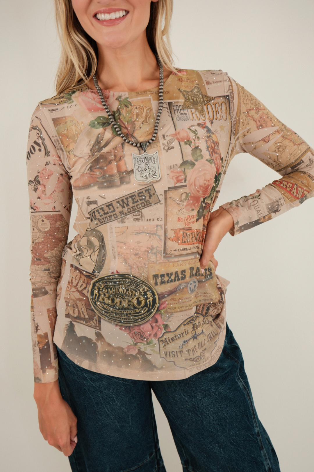 Rhinestone Vintage Rodeo Mesh