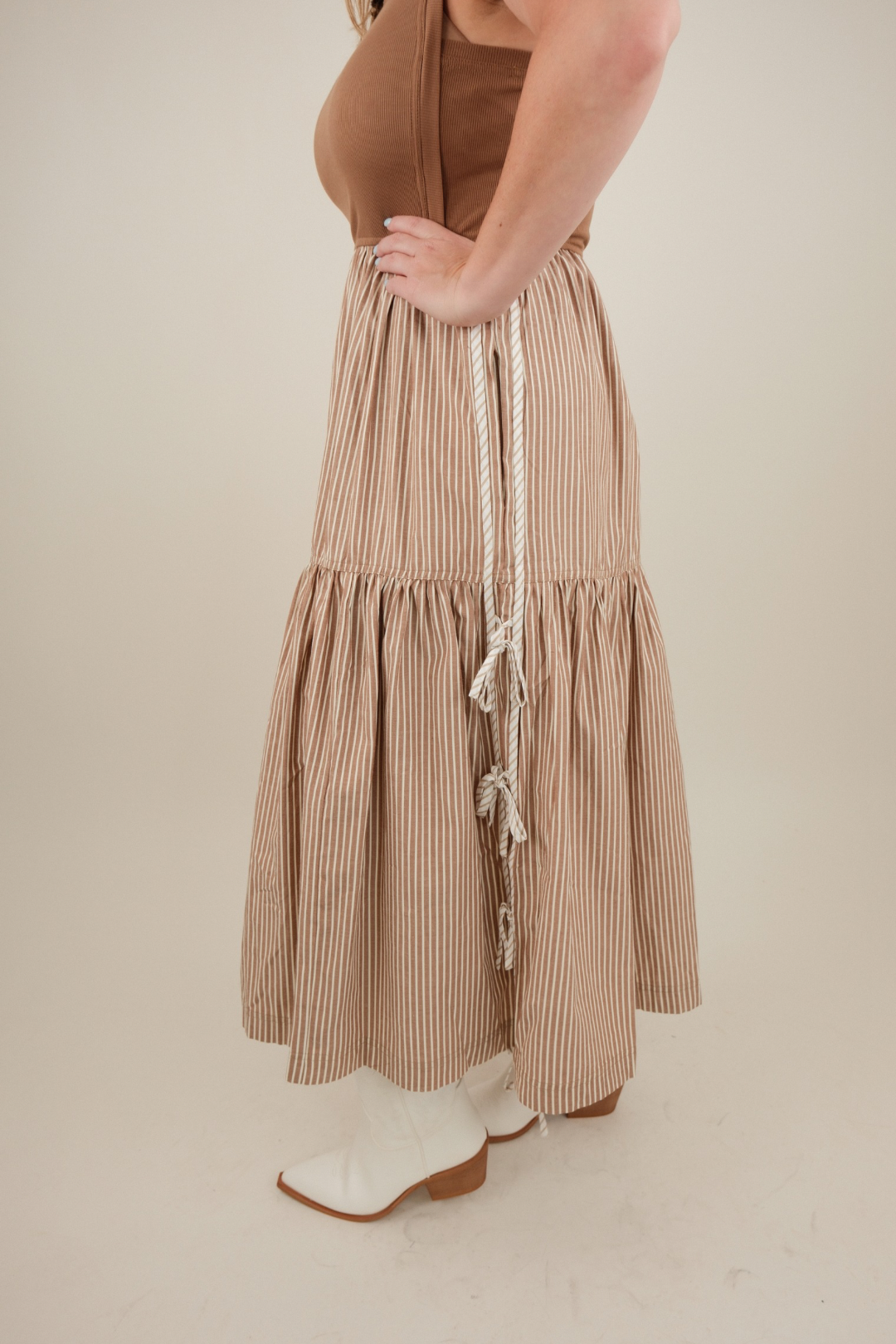 Cocoa Stripe Midi Dress