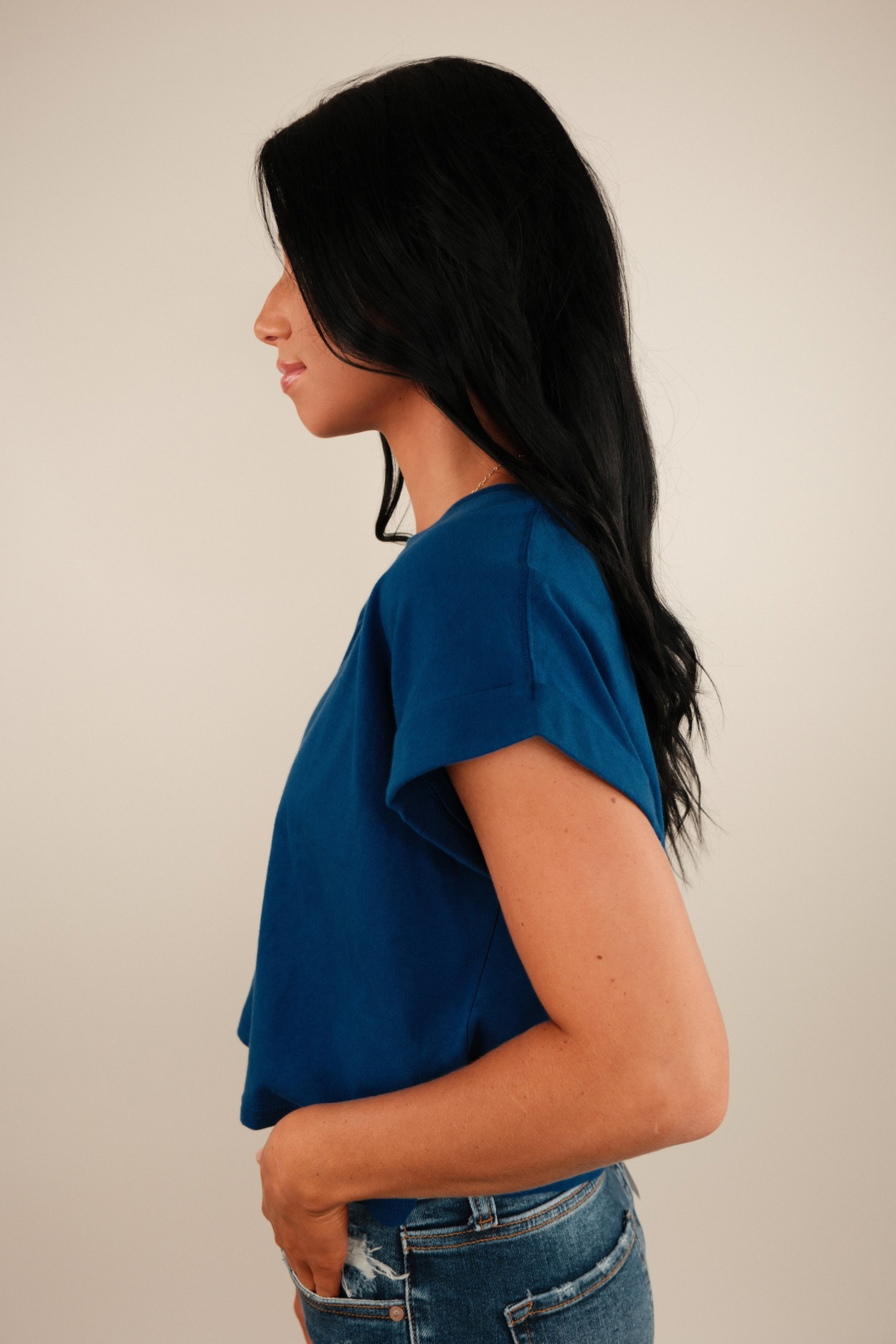 Simply Cropped Basic Tee – Navy