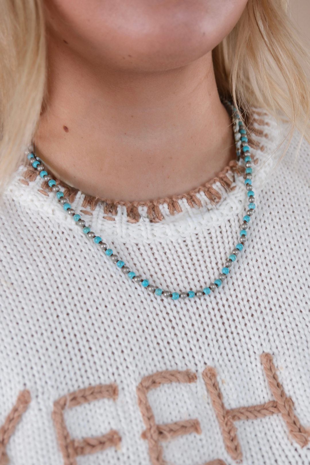 Silver-Turquoise Accent Necklace