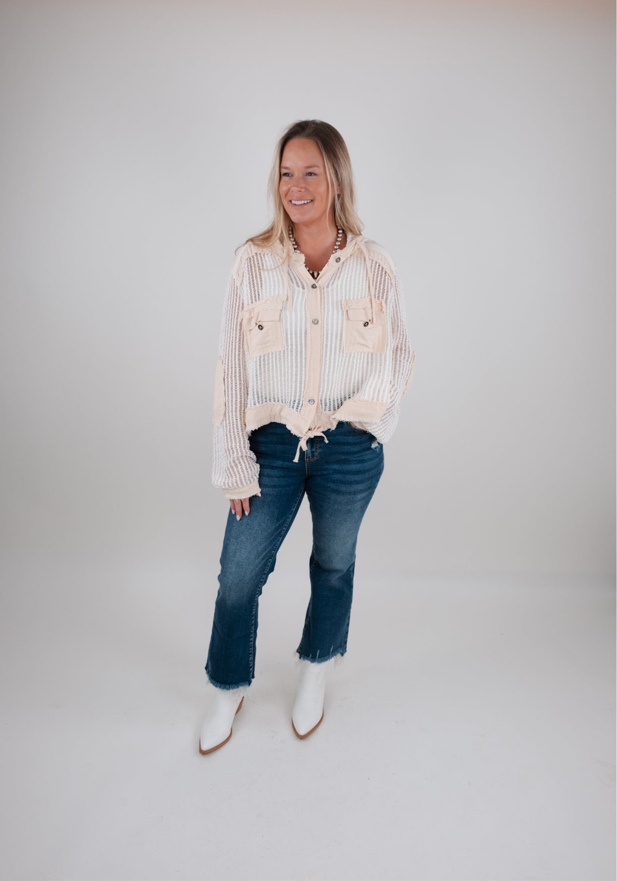 Lightweight Cropped Knit Jacket