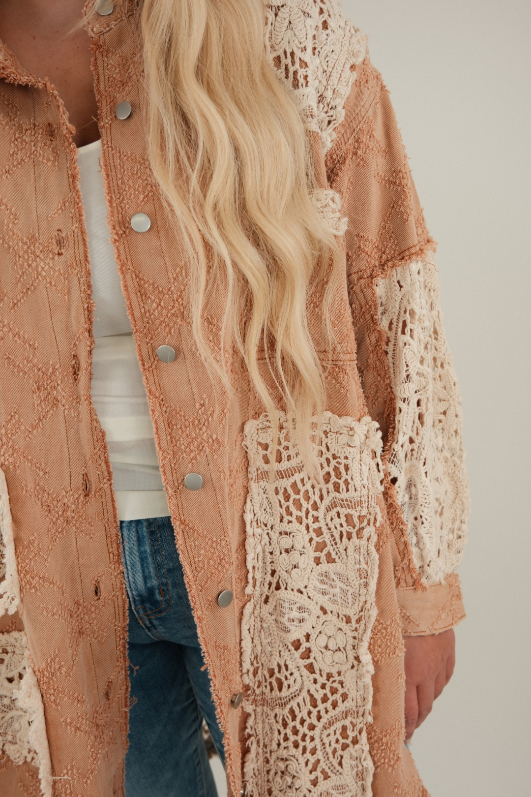 Dusty Rose Lace Overlay Shirt