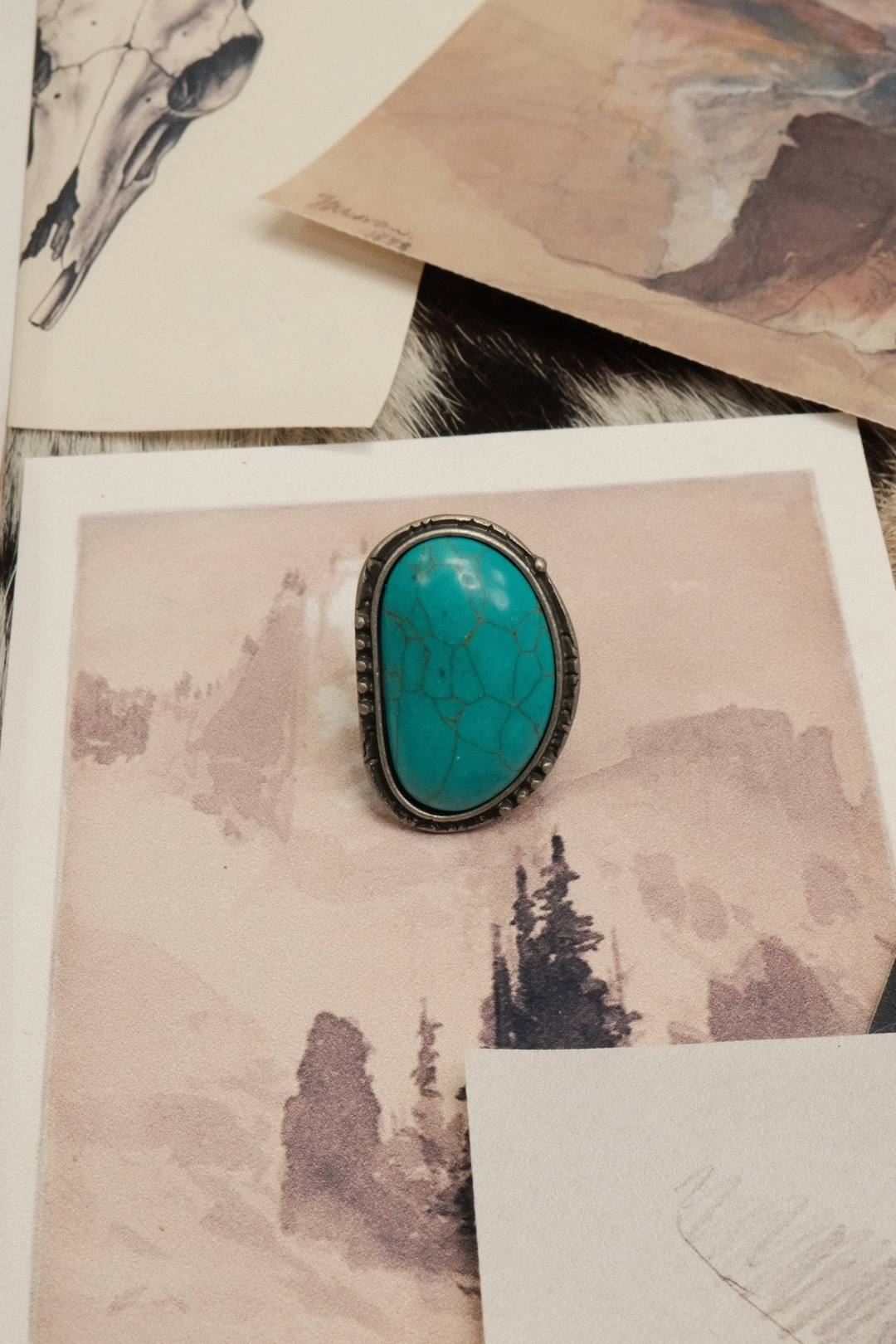 Western Bean Stone Adjustable Ring