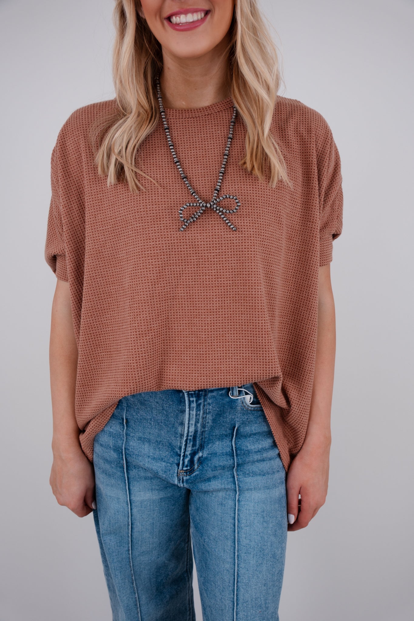 Rust Waffle Knit Tee