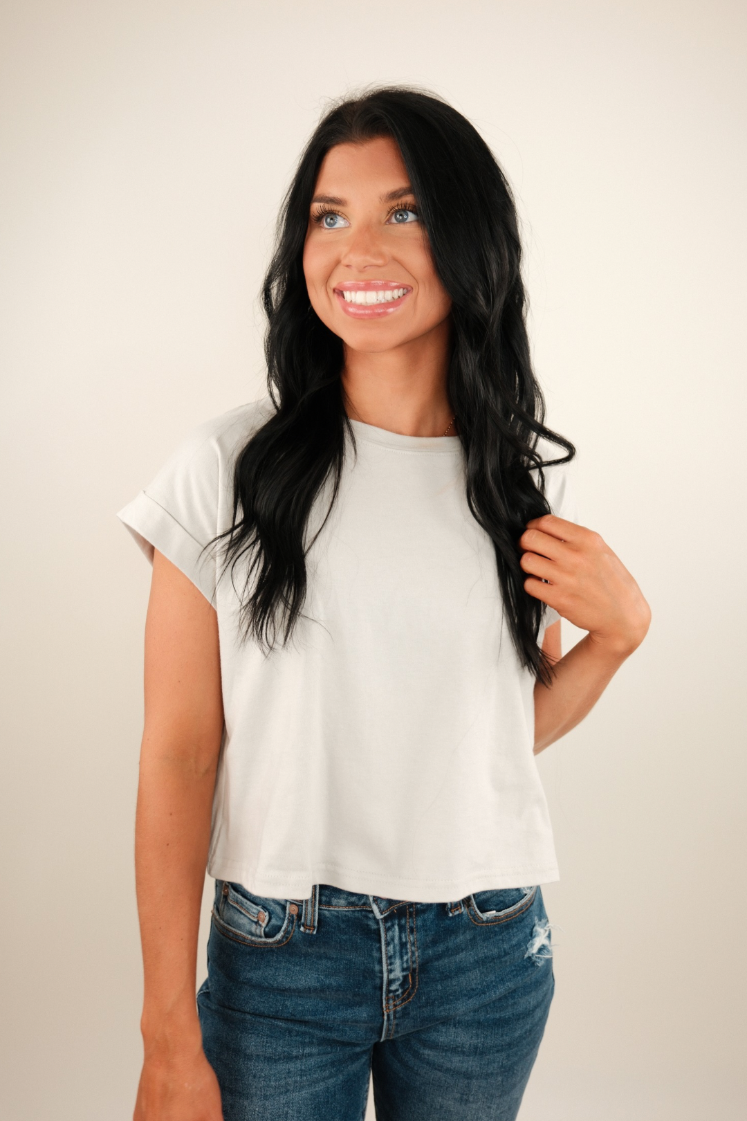Simply Cropped Basic Tee – Cement