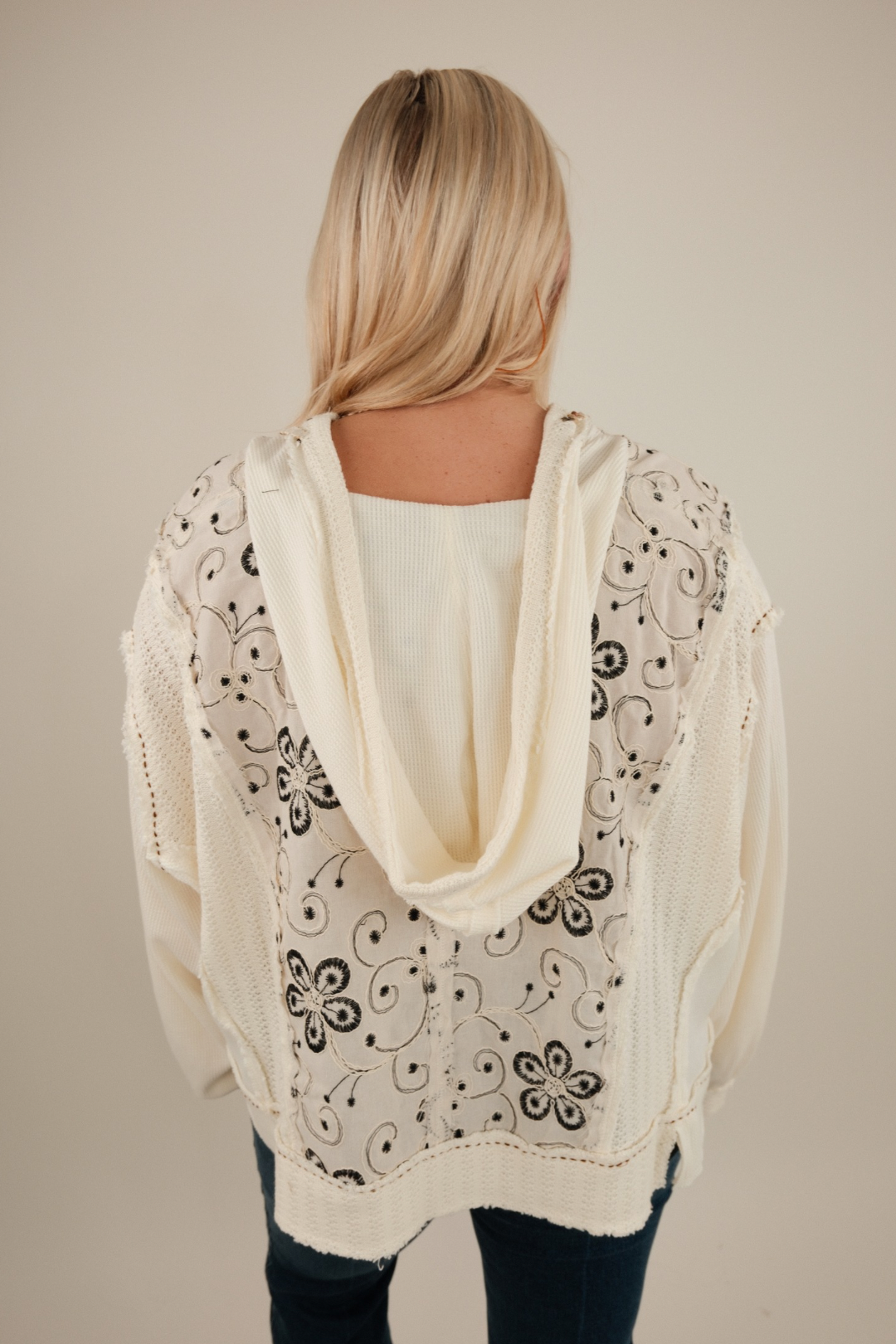 Stone Whisper Patchwork Hoodie
