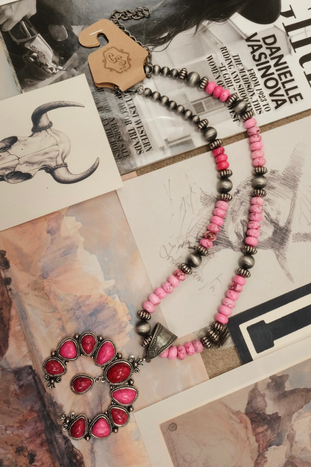 Desert Bloom Long Pendant Necklace
