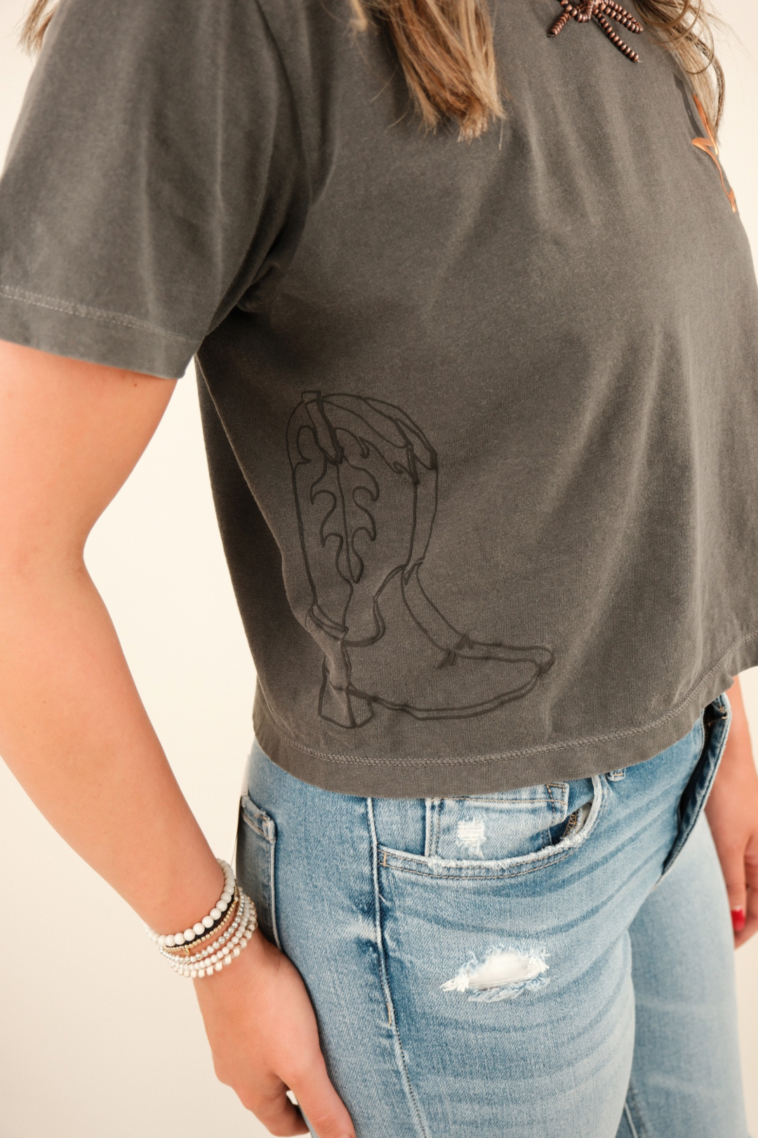 Cowgirl Society Star Cropped Tee