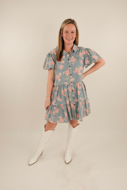Rosette Ridge Denim Dress