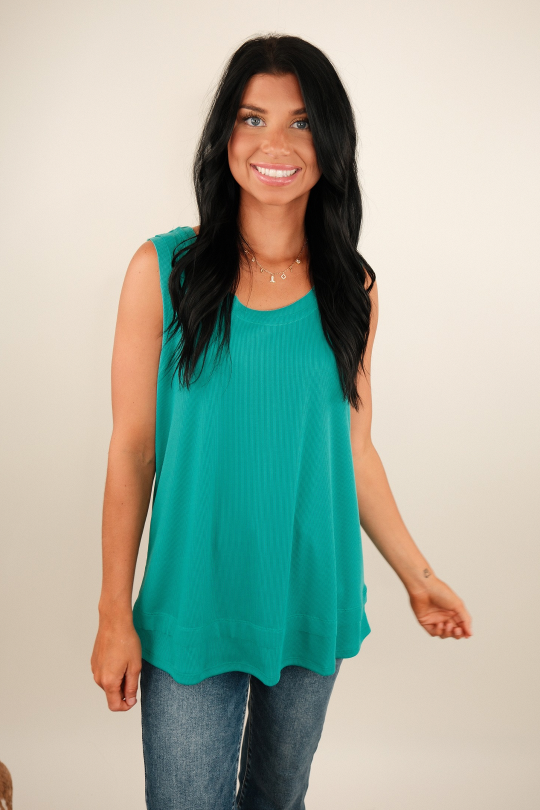 The Western Essentials Ribbed Tank - Teal