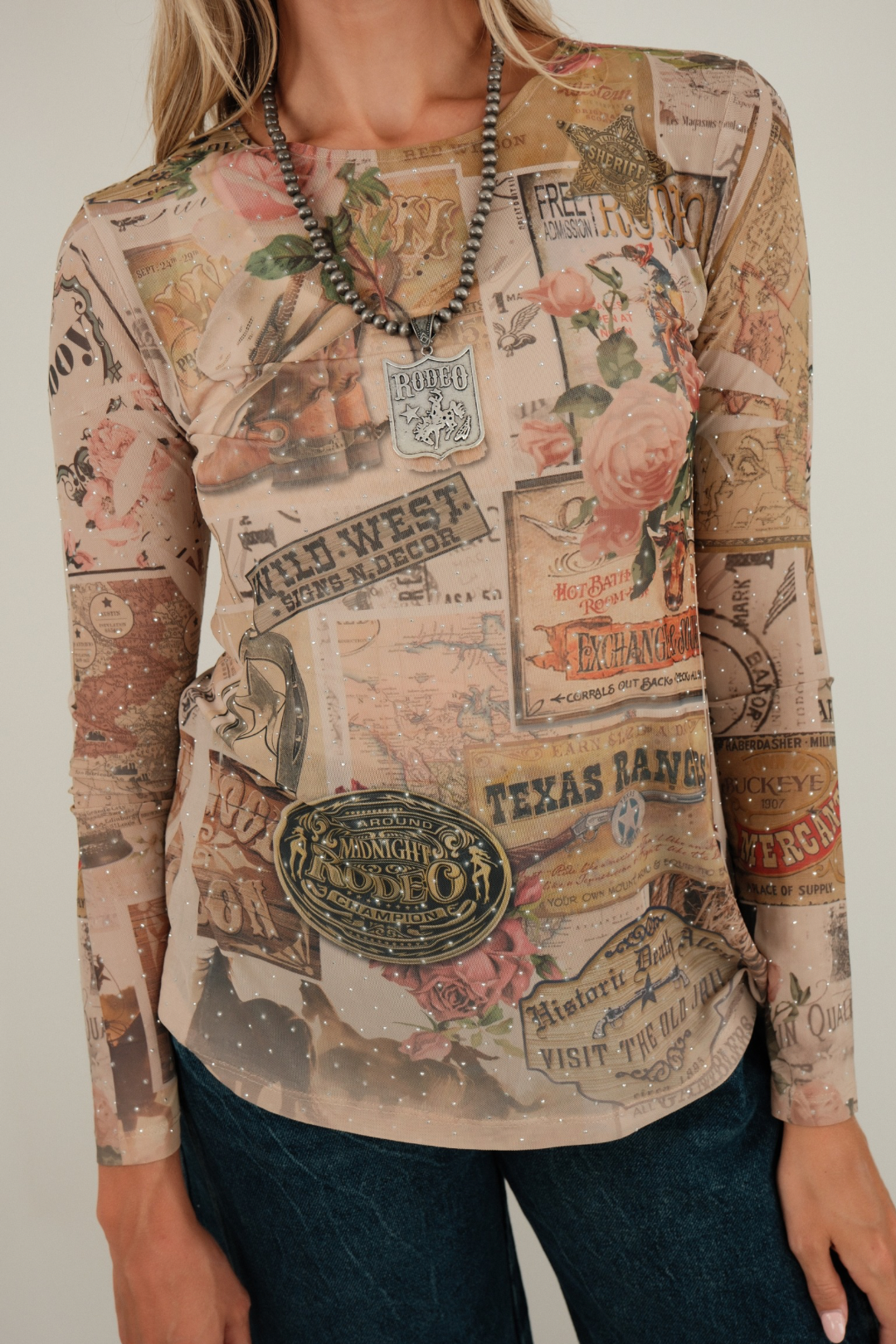 Rhinestone Vintage Rodeo Mesh