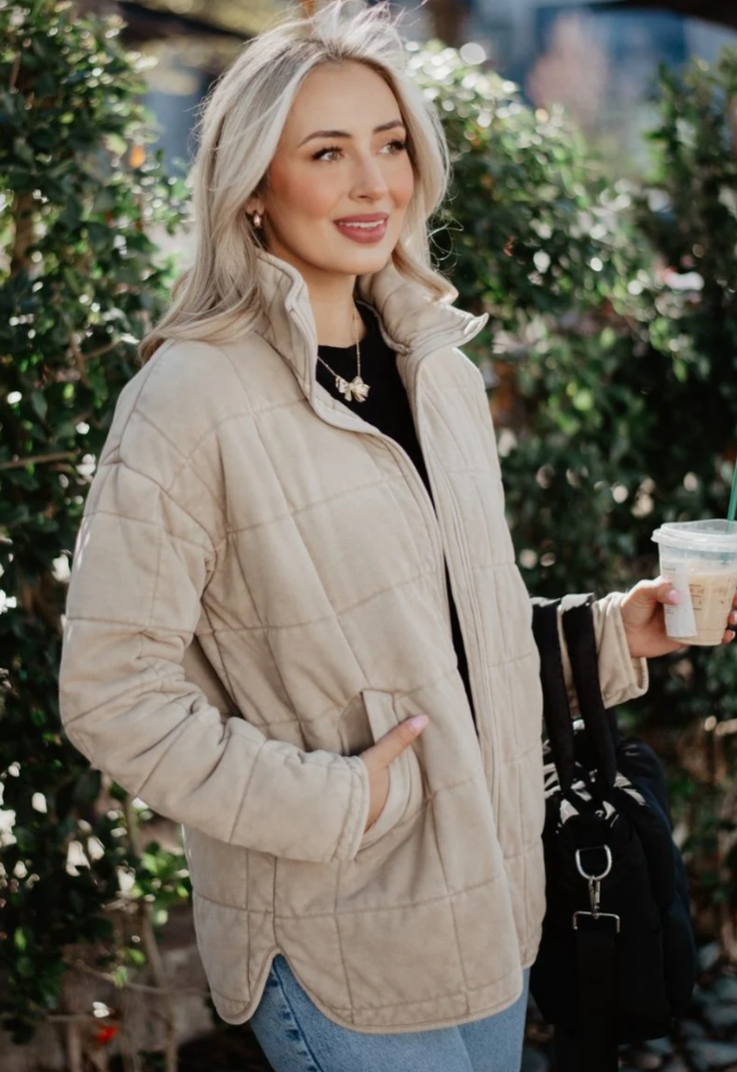 Sandstone Wash Quilted Jacket