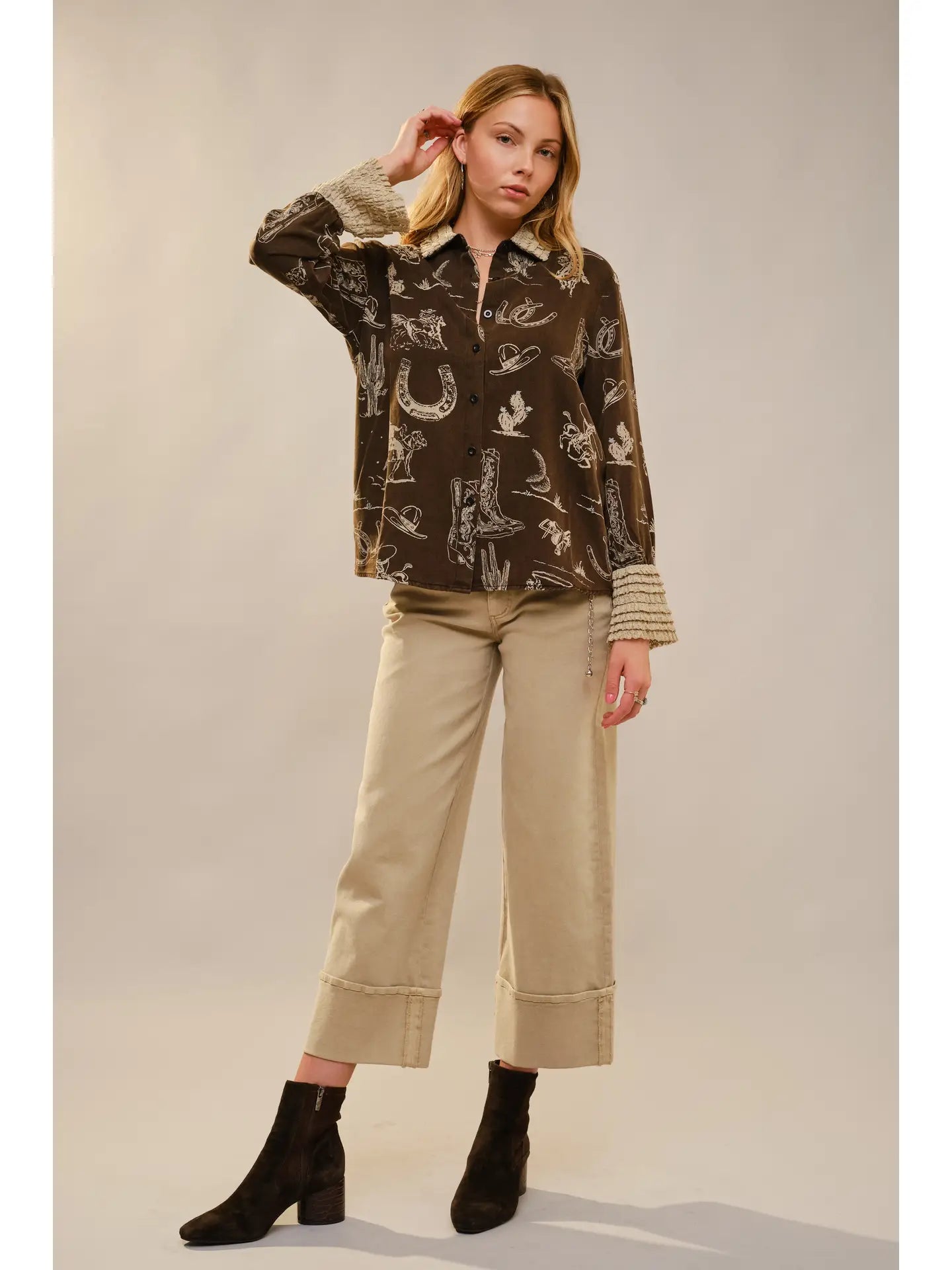 Saddle Lace Button-Up