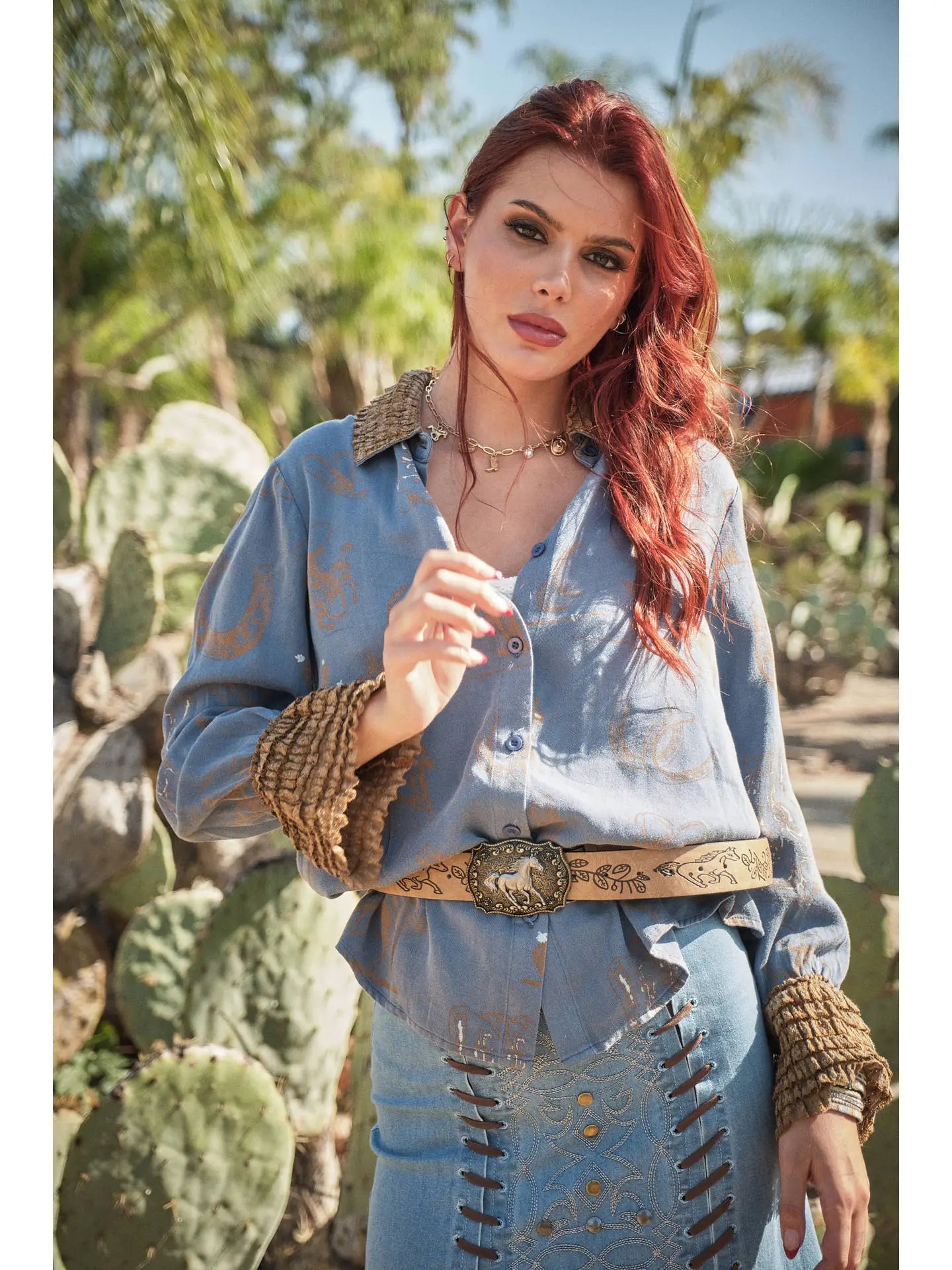 Saddle Lace Button-Up