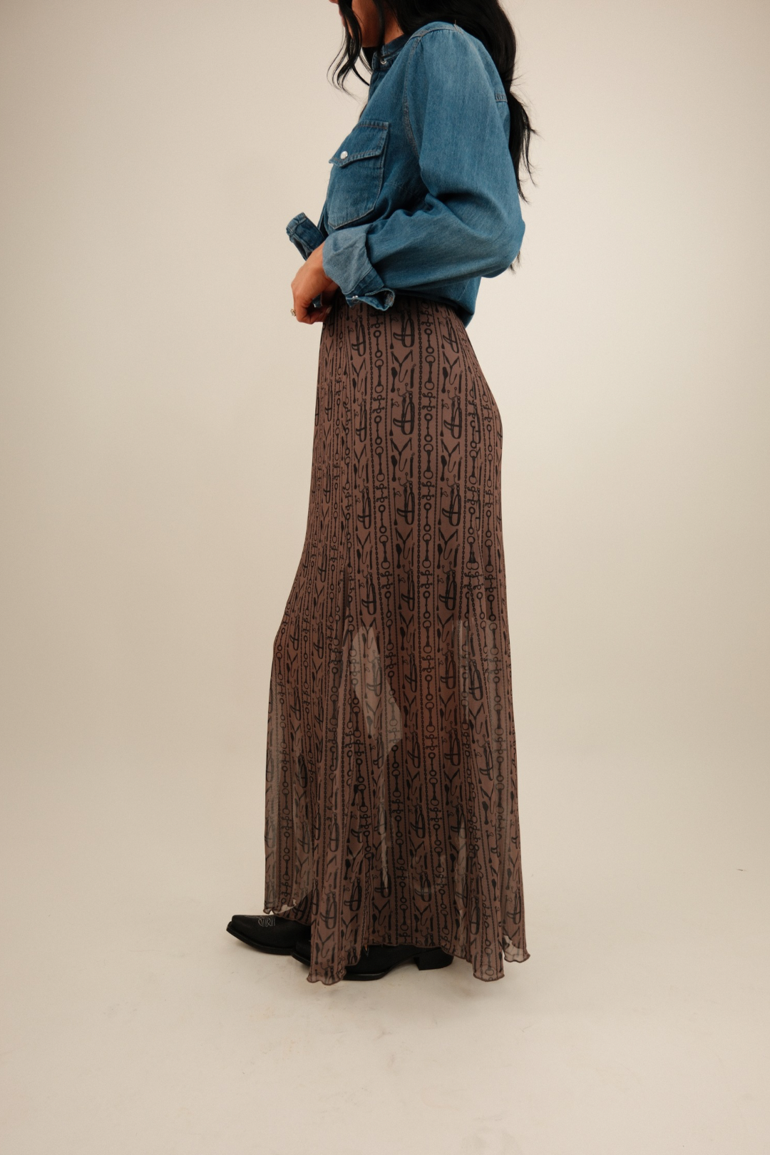 Bridle Path Mesh Maxi Skirt