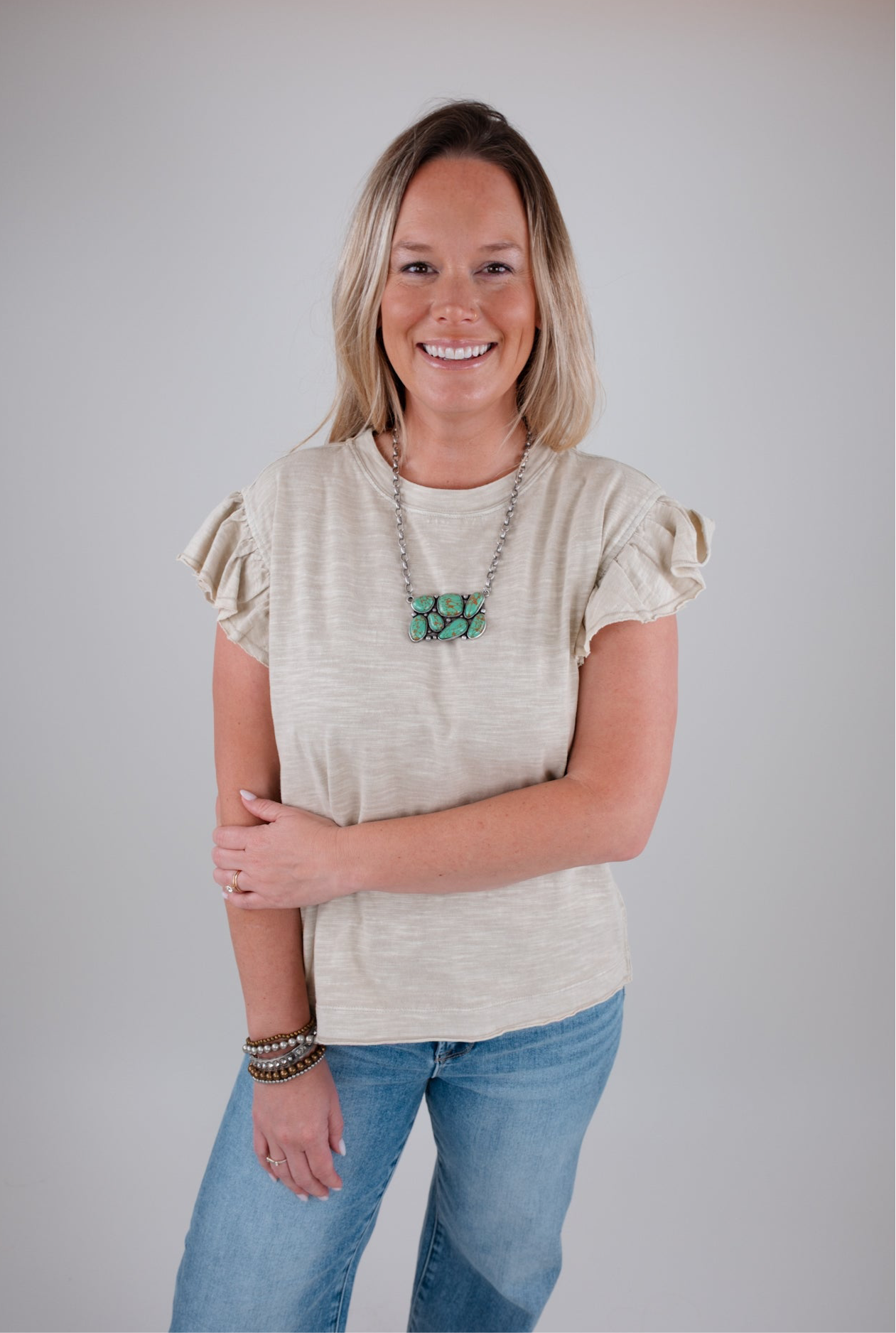 Everyday Ruffle Tee - Taupe
