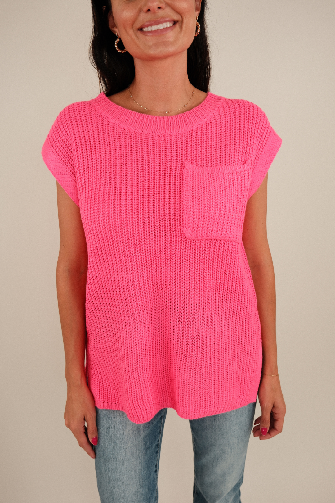 Lone Star Knit Tank - Hot Pink