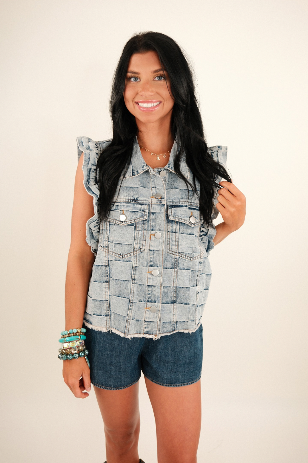 Ranch Ruffle Checkered Vest