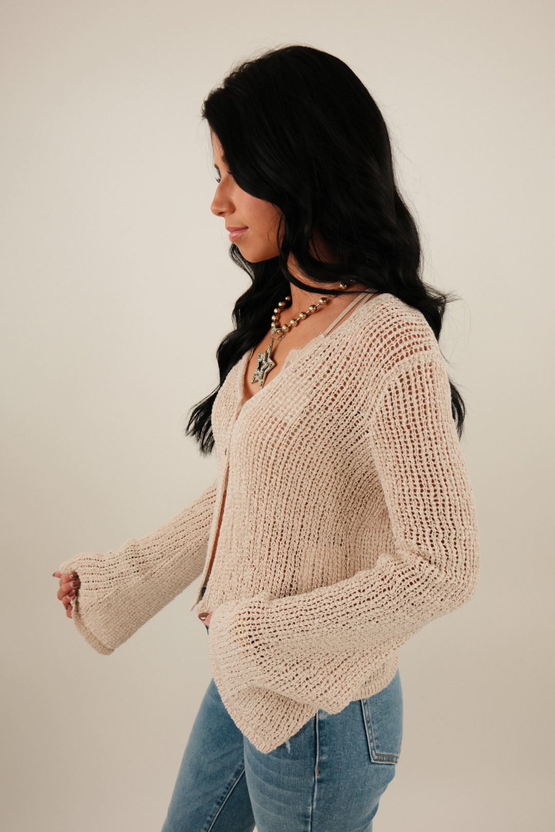 Sundown Crochet Cropped Sweater - Cream